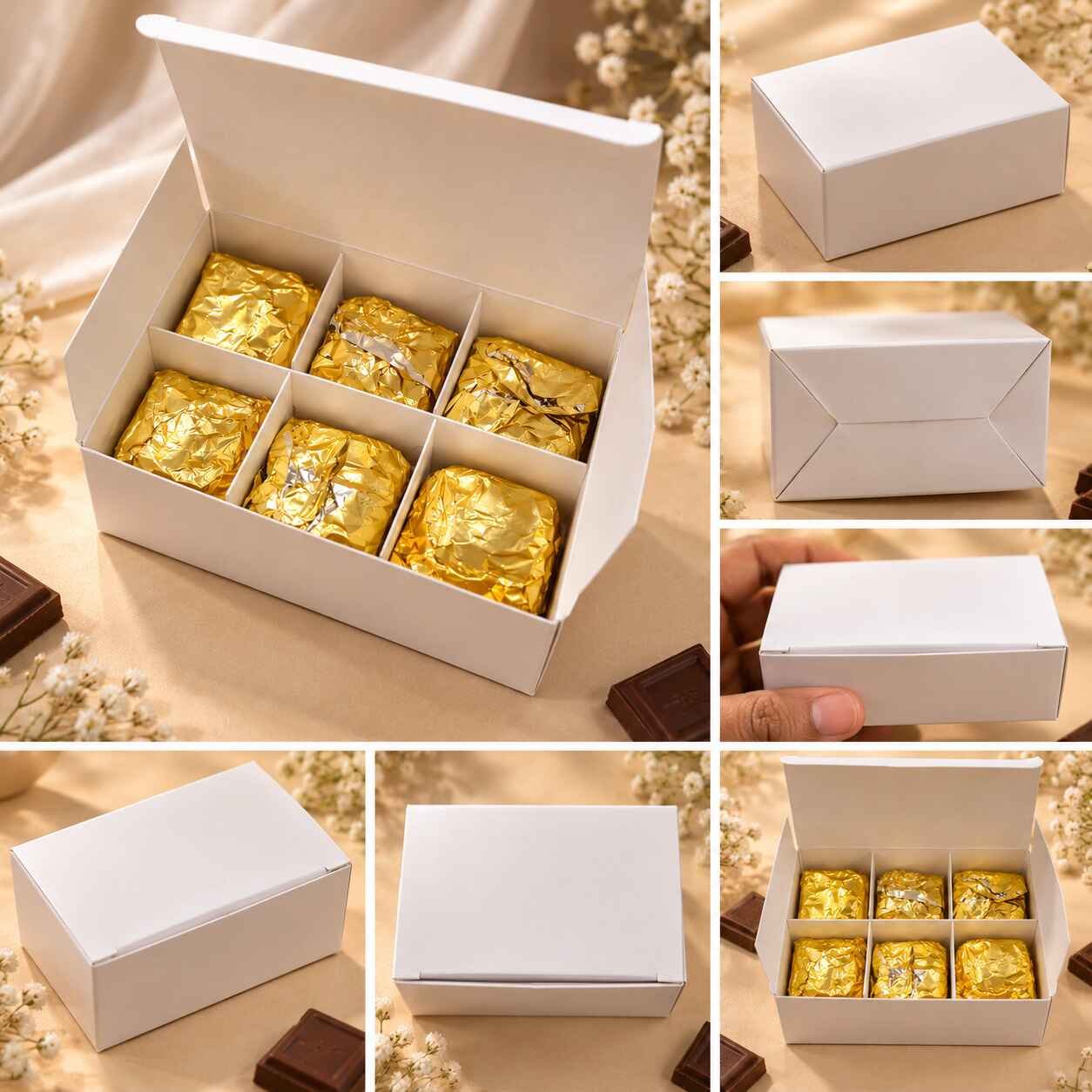 6 Pcs Empty Chocolate & Sweets Box with Cavity