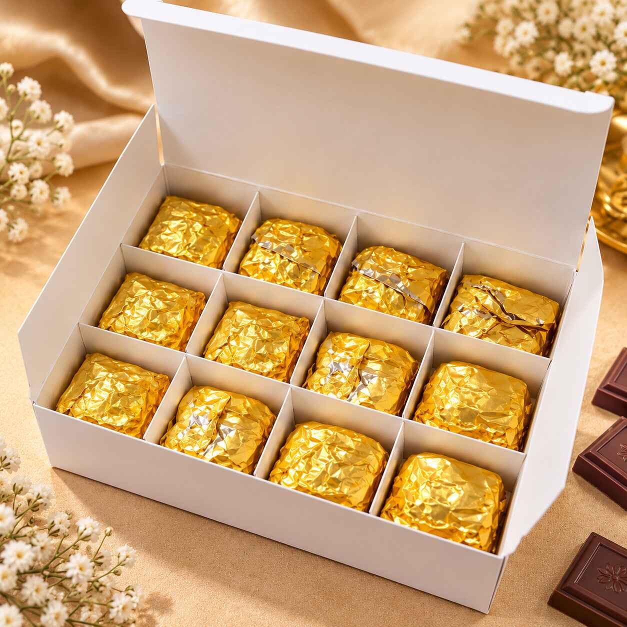 12 Pcs Empty Chocolate & Sweets Box with Cavity (Pack of 50)